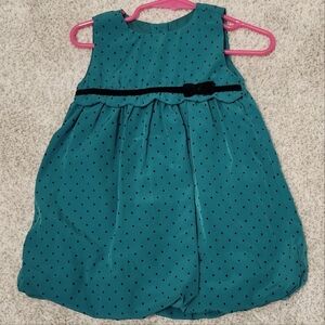 Gymboree Girls Teal and Black Polka Dot Holiday Bubble Dress